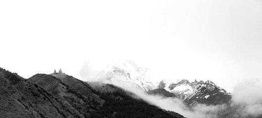 Gergeti Trinity Church and Kazbegi mountain, Georgia