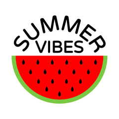 Summer Vibes Sweet Red And Green Watermelon Illustration Flat Design Vector