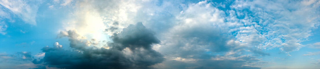 Fototapeta premium Dramatic evening sky with clouds. Amazing sunset, banner.