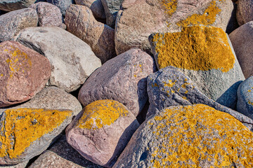 Big stones on the coast of the Baltic Sea as a background.