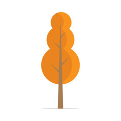 Orange Autumn Tree Icon Flat Design Vector illustration