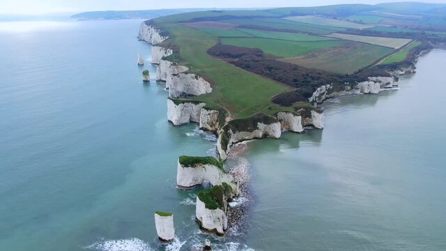 Old Harry Rocks in England - aerial view