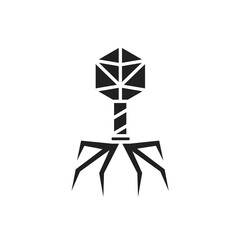 Bacteria bacteriophage black glyph icon. Bacterial infection sign. Microscopic germ cause diseases concept. Pictogram for web, mobile app, promo. UI UX design element.