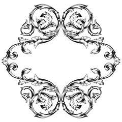 Fototapeta premium Classical baroque vector of vintage element for design. Decorative design element filigree calligraphy vector. You can use for wedding decoration of greeting card and laser cutting.