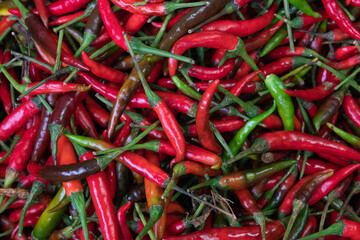 Thai red chili or red pepper sell in the local market