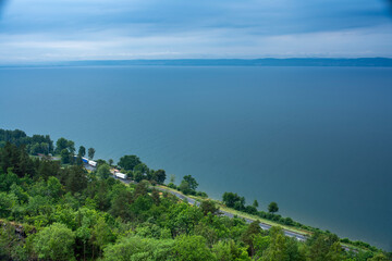 Lookout point Vista Kulle Overlooking Big Lake Vattern and City Jonkoping and Huskvarna During...