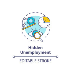 Hidden unemployment concept icon. Labour force problem. Social issue. Covered statistic for unemployed idea thin line illustration. Vector isolated outline RGB color drawing. Editable stroke