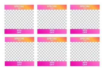 SOCIAL MEDIA BANNER TEMPLATE SALES SET. GRADIENT COLOR. COVER DESIGN VECTOR ILLUSTRATION