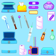 Medical objects pattern with prescriptions equipment and instruments pills and capsules  Vector .set of medicals tools vector