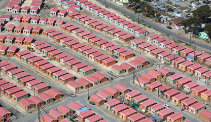 Cape Town, Western Cape / South Africa - 08/24/2017: Aerial photo of a housing development