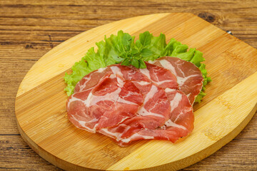 Smoked pork neck slices snack