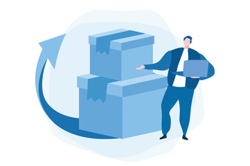 Return the parcel. Vector illustration for web banner, infographics, mobile. 