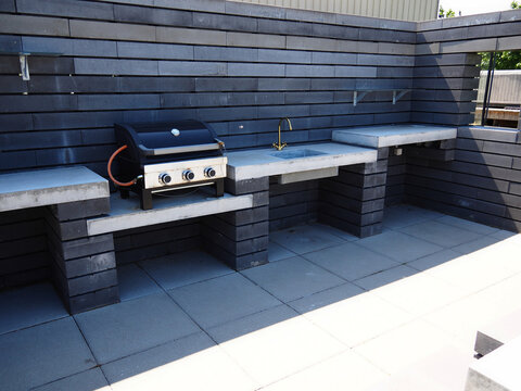 Stylish modern design outdoors garden pation kitchen