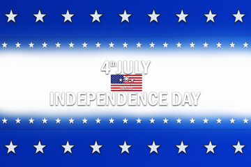 4th of July, Independence Day text sign over a background with blue color and white stars