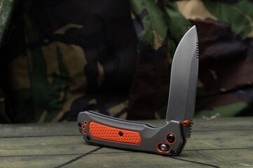 Bushcraft knife with rubberized handle. Knife for extreme situations.