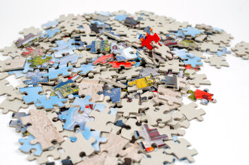 Jigsaw Puzzle Pieces on White Background