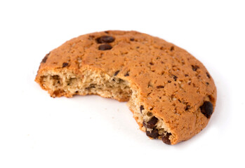 half a cookie on a white background