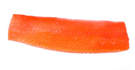 raw salmon filet on a white background