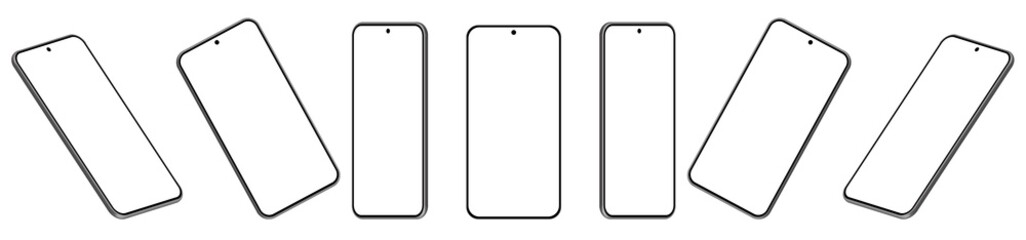 Smartphone perspective view, vector smartphone from different angles