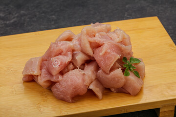 Raw diced chicken for cooking
