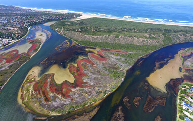 Sedgefield, Western Cape / South Africa - 02/05/2019: Aerial photo of Sedgefield