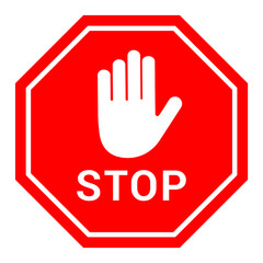 Stop text traffic sign, red and white vector illustration for apps and web designs.
