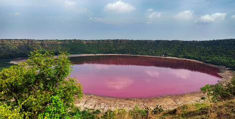 Pink Lonar Crater at Buldhana Maharashtra India - obrazy, fototapety, plakaty