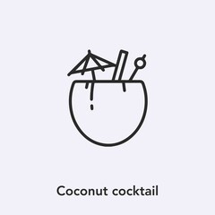 coconut cocktail icon vector. Linear style sign for mobile concept and web design. coconut cocktail symbol illustration. Pixel vector graphics - Vector.