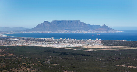 Cape Town, Western Cape / South Africa - 11/02/2011: Aerial photo of Cape Town CBD and Table Mountain