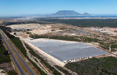 Cape Town, Western Cape / South Africa - 11/02/2011: Aerial photo of Cape Town CBD and Table Mountain