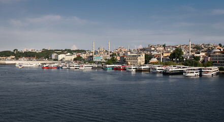 Fototapeta na wymiar Golden Horn and Eminonu District in Istanbul, Turkey