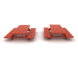 3D Rendering of two picnic benches