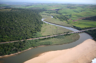 Durban, Kwa-Zulu Natal / South Africa - 05/16/2008: Aerial photo of Mhlanga River Mouth