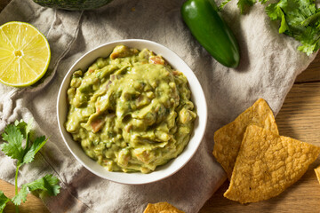 Homemade Organic Guacamole and Chips