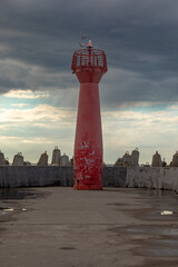 red port horn against a stormy sky