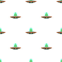 A seamless pattern of the flying saucers and aliens.