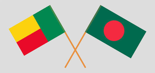 Crossed flags of Benin and Bangladesh