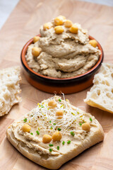 homemade spread of chickpeas cress