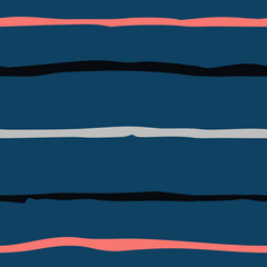 Hand Drawn Colorful Horizontal Stripes Seamless Pattern