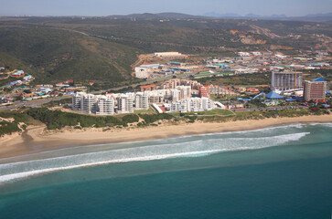 Mossel Bay, Western Cape / South Africa - 07/26/2011: Aerial photo of Mossel Bay beachfront and apartments