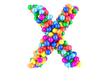 Letter X from colored balloons, 3D rendering