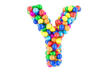 Letter Y from colored balloons, 3D rendering