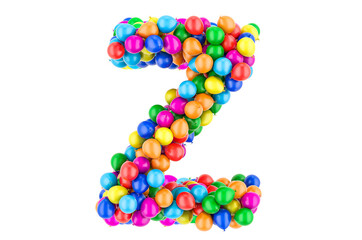 Letter Z from colored balloons, 3D rendering