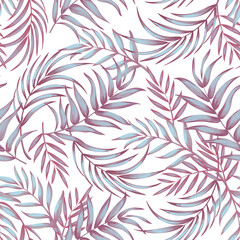 Tropical leaves vector pattern. summer botanical illustration for clothes, cover, print, illustration design. 