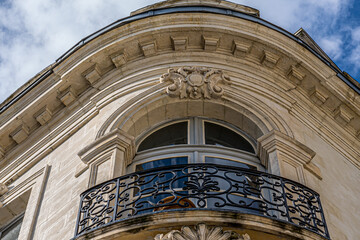 Bayonne, France. 19.06.2020 Window and balcony. Old French building, architectural masterpiece. History art.