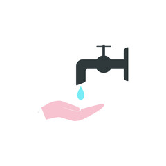Vector image of a hand under the tap. Coronavirus Protection.
