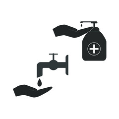 Hand wash gel icon on white background. Hand sanitizer sign and symbol
