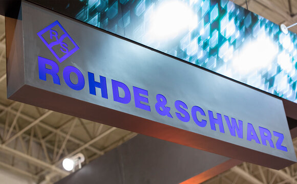 BEIJING, CHINA- AUGUST 26, 2017: Rohde & Schwarz sign; Rohde & Schwarz GmbH & Co KG, founded in 1933, is an international electronics group that has around 10,000 employees worldwide.