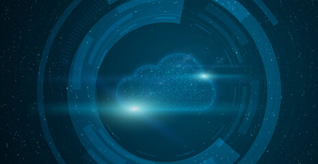 Modern data storage technology. Abstract illustration of cloud icon made of stars