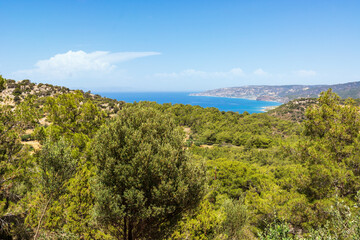 Fototapeta na wymiar Scenic view from the castle of Kritinia (Kastello) on Rhodes island. Greece